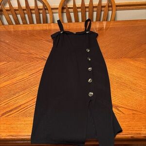 Shinestar Black Midi Dress with Button Detail